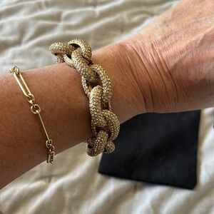 JCREW PAVE LARGE chunky gold tone bracelet